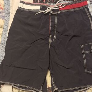 Tommy Hilfiger Navy and Red Swim Board Shorts